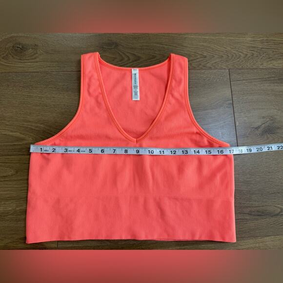 Athleta Aurora Seamless Crop Ribbed Tank Coral Pink Size 1X - Picture 9 of 10